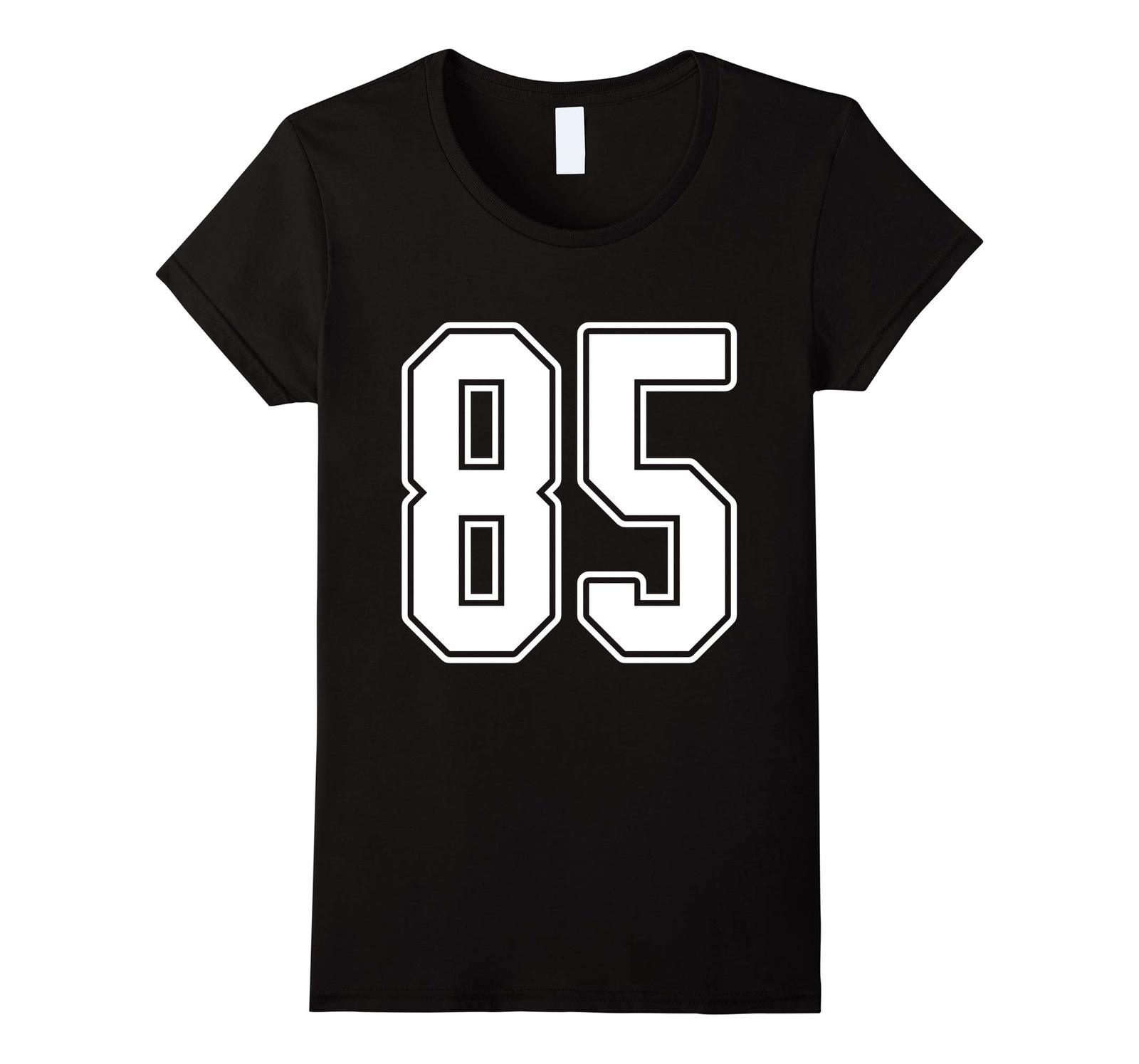 New Tee - #85 White Outline Number 85 Sports Fan Jersey Style T-Tee ...