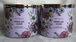 Bath & Body Works 3-wick Scented Candle Lot Set of 2 FRESH CUT LILACS essential - $62.60