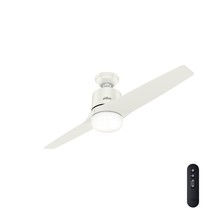 Hunter Leiva 54-in Fresh White LED Indoor Ceiling Fan with Light Remote  - $195.99