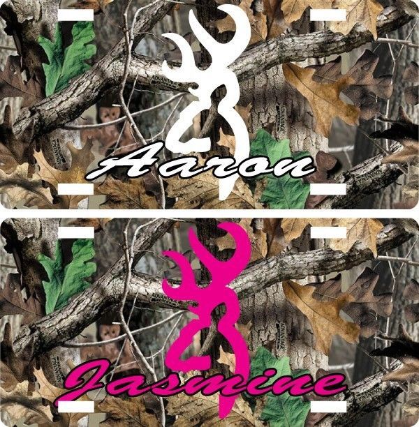 Custom Browning Buck Personalized Free Camo License Plate Hunting Auto Tag