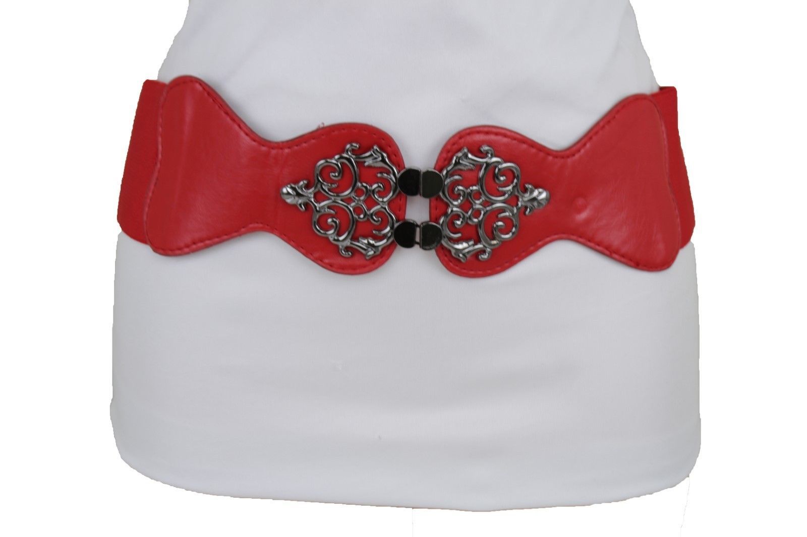 New Women Wide Corset Fashion Elastic Belt Brown Hip Waist Feather Flower M L XL