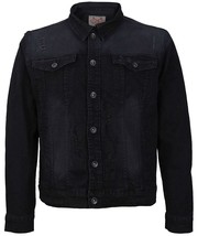 CS Men's Classic Distressed Ripped Destroyed Stretch Denim Jean Jacket image 2