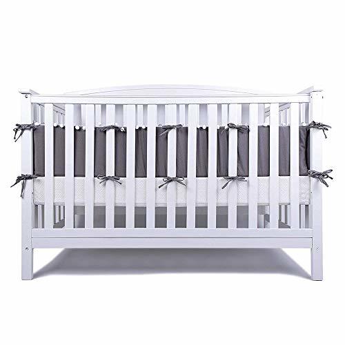 LOAOL Baby Crib Bumper Pads with Pom Pom Breathable Washable Padded