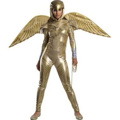 Rubies - Womens wonder woman 84 gold armour jumpsuit wings mask 3 pc halloween costume- s