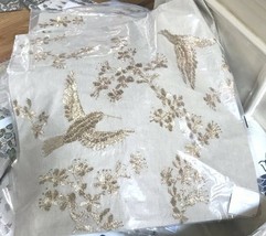 Pottery Barn Alysen Pillow Cover Gold 20x20 Embroidered Birds Christmas ... - $59.50
