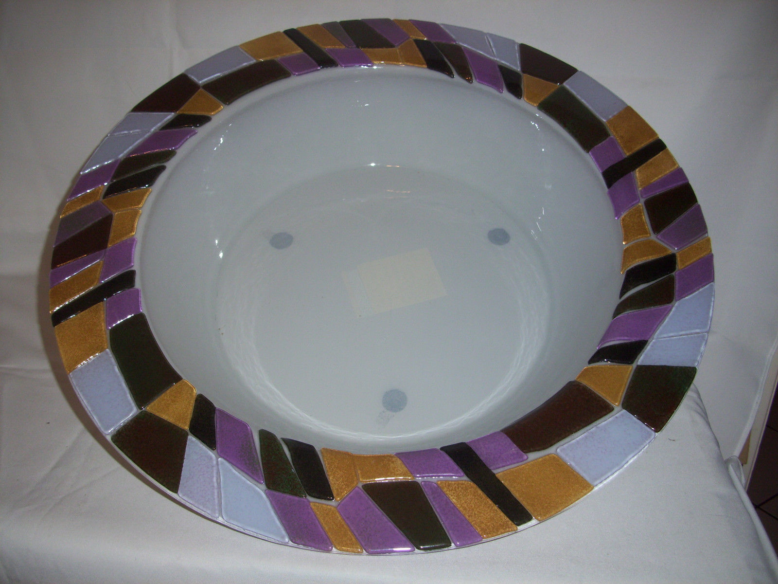Primary image for XL Glass Bowl Food Safe Deco Colour Creations Timeless Serenity Tania Bricel 19"