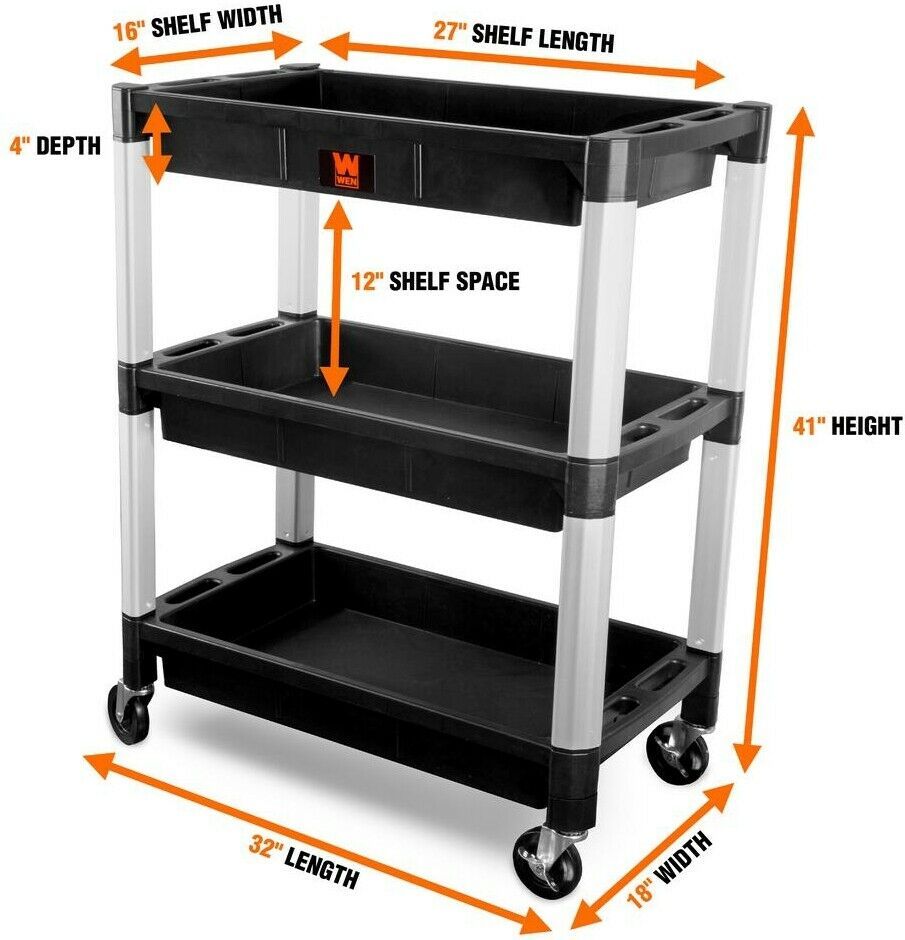 Wen Utility Cart Triple Decker Service 32 in. x 18.5 in. 300 lbs