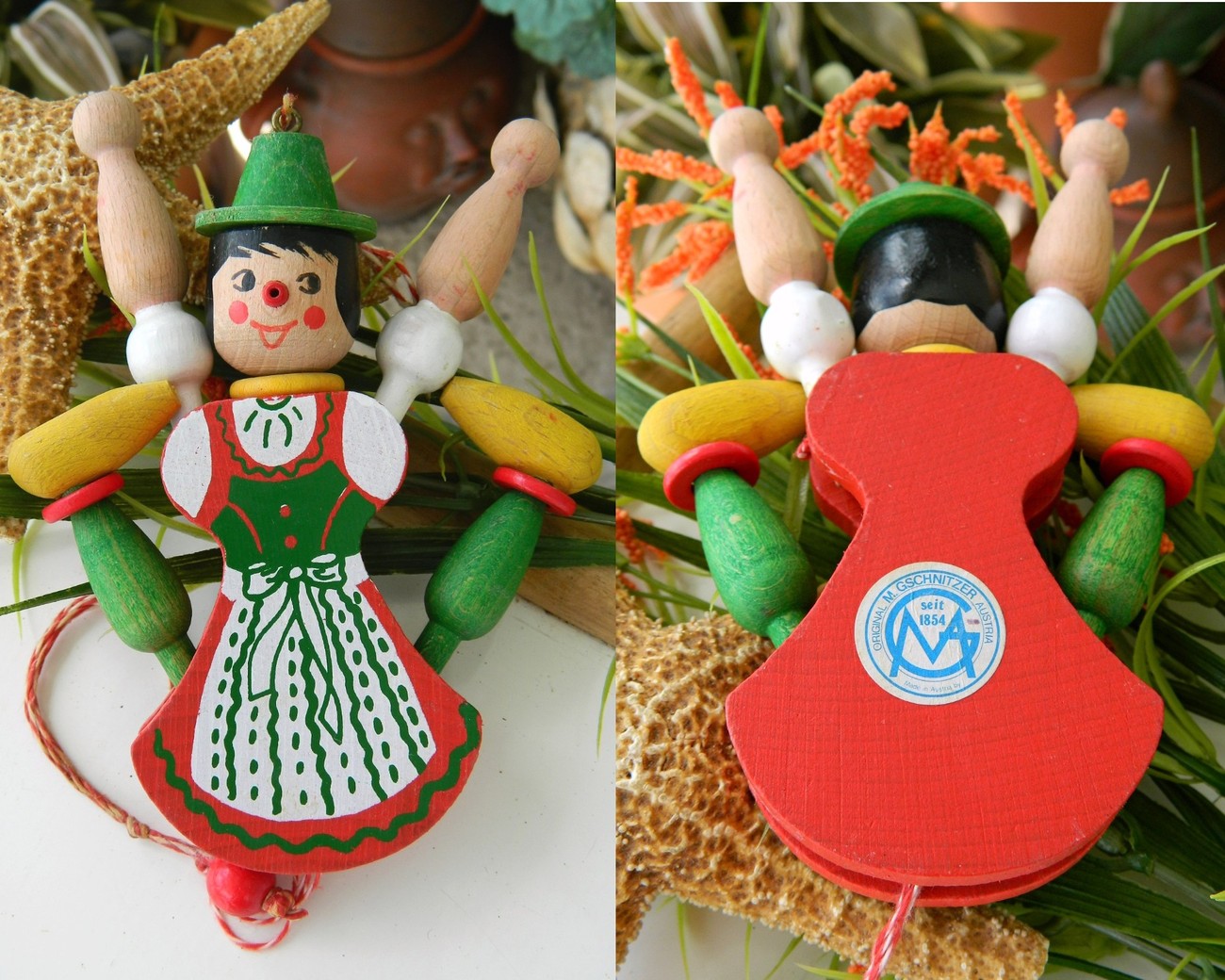 Jumping Jack Toy Wood Pull String Doll M Gschnitzer Austria Pull Toys
