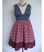 Lulus Sundress Dress XS Red White Blue Festival Lace Up PeekABoo Back Full Skirt - $64.99