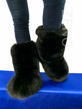 Double-Sided Fox Fur Boots For Oudoor Eskimo Fur Boots Arctic Boots Black Fur image 6