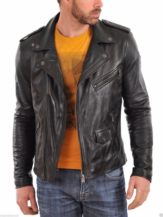 Men black biker jacket, Men's leather jacket, Leather jackets for men ...