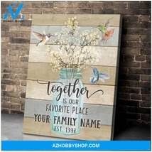 Custom Family Name Hummingbird and Breath Flower Canvas - $49.99
