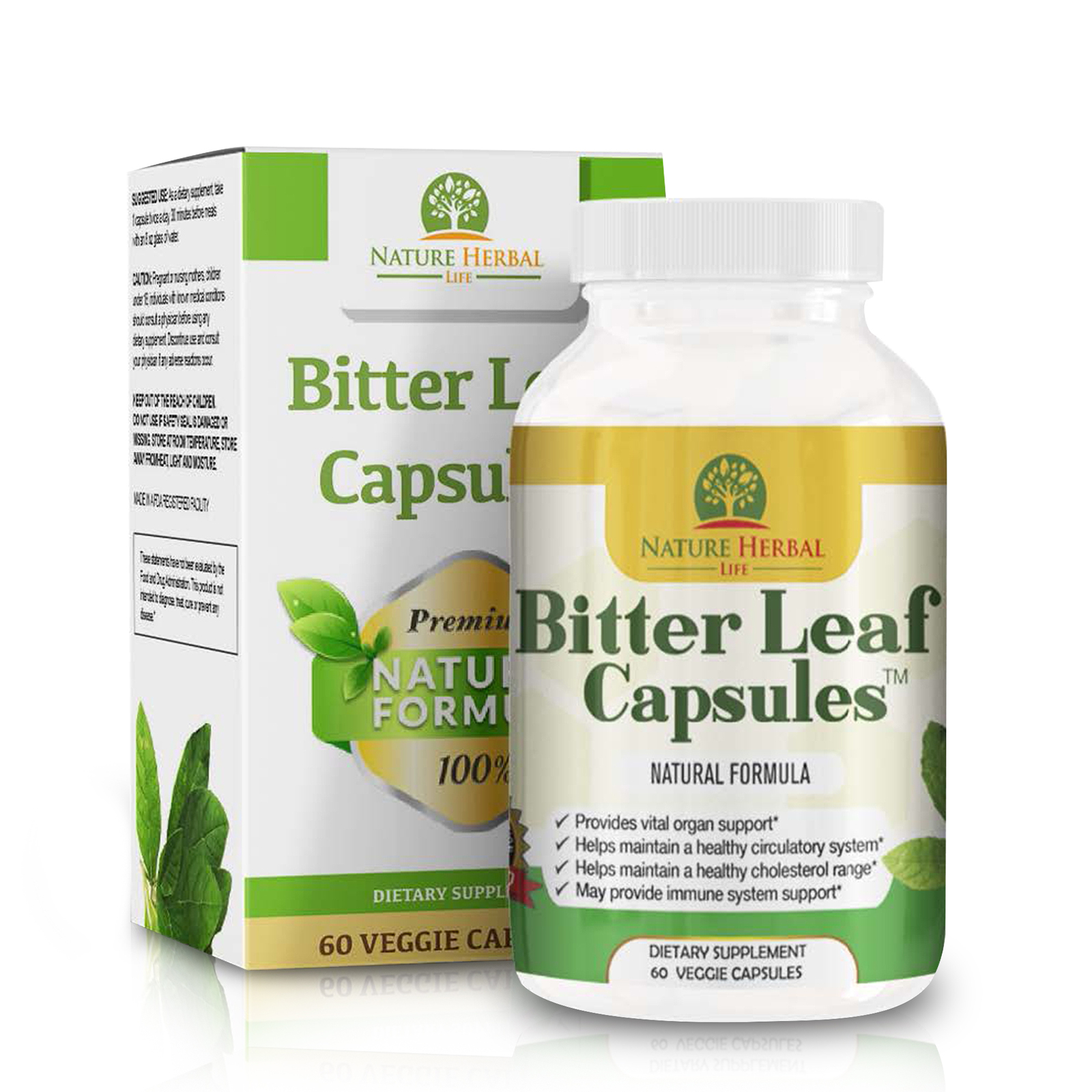 Bitter Leaf Capsules. Blood Sugar & Heart Health Support Supplement. 750 mg