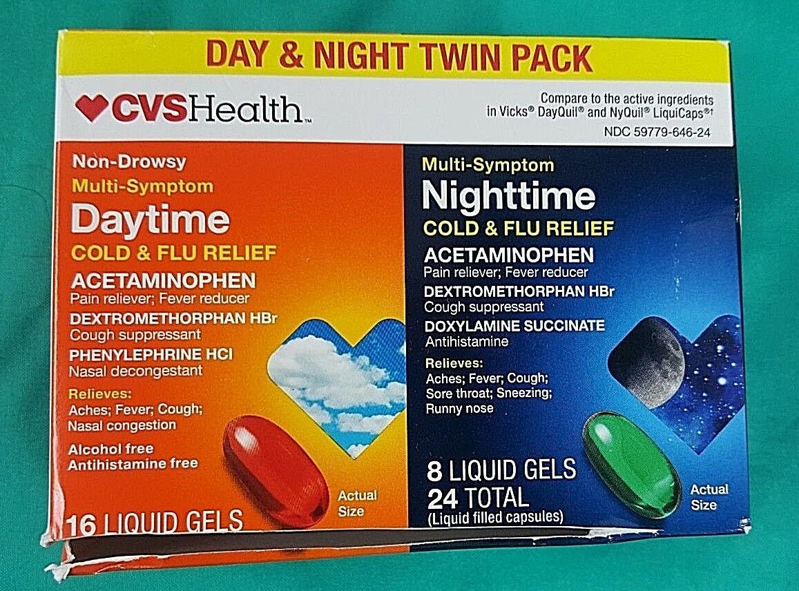 CVS MultiSymptom Cold & Flu Relief Day & Night Combo 24 Liquid Gels