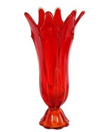 Vintage Persimmon Art Glass 8 Finger Swung Glass Vase - $79.99