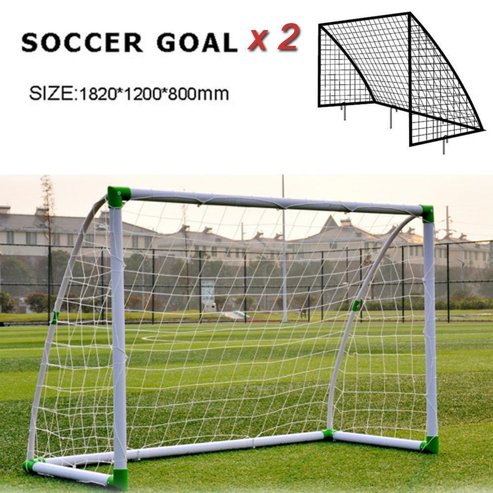 (2) Set of Soccer Goal 6' x 4' Football W/Net Straps, Anchor Ball Training Sets