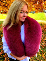Fox Fur Stole 55' (140cm) Saga Furs Raspberry Pink Fur With Tails as Wristbands image 3