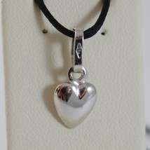 18K WHITE GOLD MINI ROUNDED HEART PENDANT CHARM, 11 MM, 0.43 INCH MADE IN ITALY image 1
