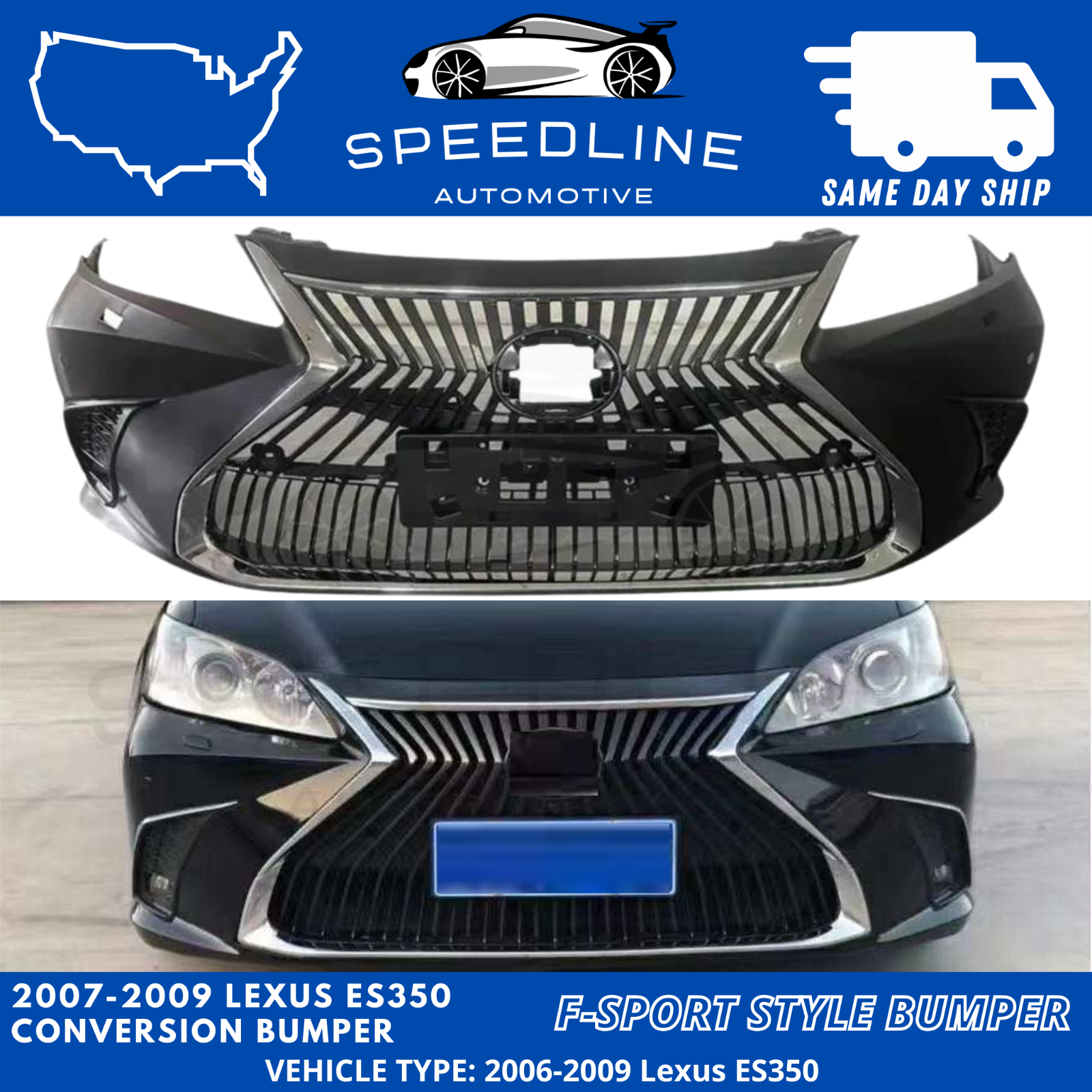 For 2007 2008 2009 Lexus ES350 Front Bumper Conversion FSport Style LS