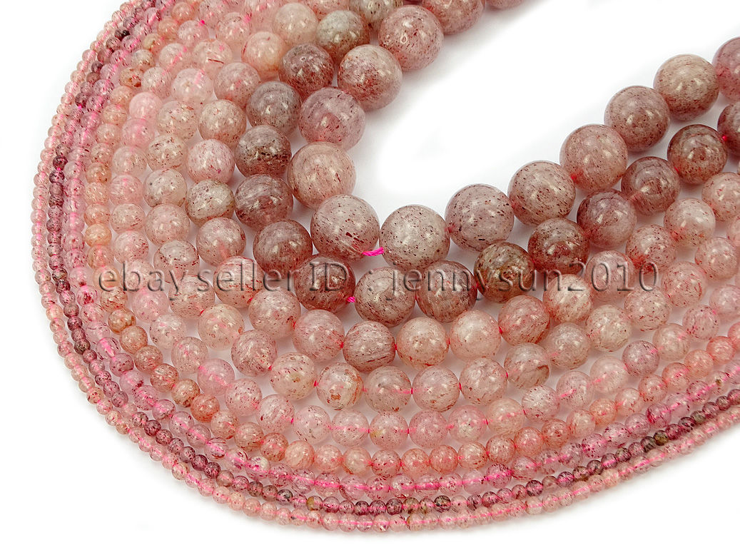 Natural Strawberry Quartz Gemstone Round Beads 15'' 6mm 8mm 10mm 12mm 14mm 16mm