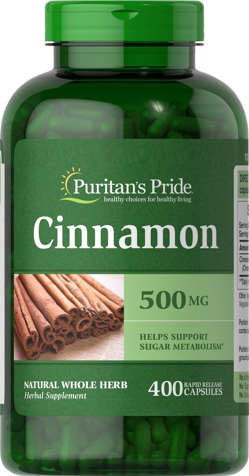 Puritan's Pride Cinnamon 500 mg 400 Capsules Vitamins & Lifestyle