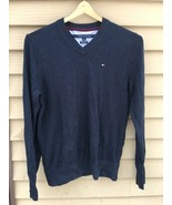 TOMMY HILFIGER® V Neck Shirt~ NAVY BLUE color MEDIUM M, LONG Sleeve Men&#39;s - $28.66