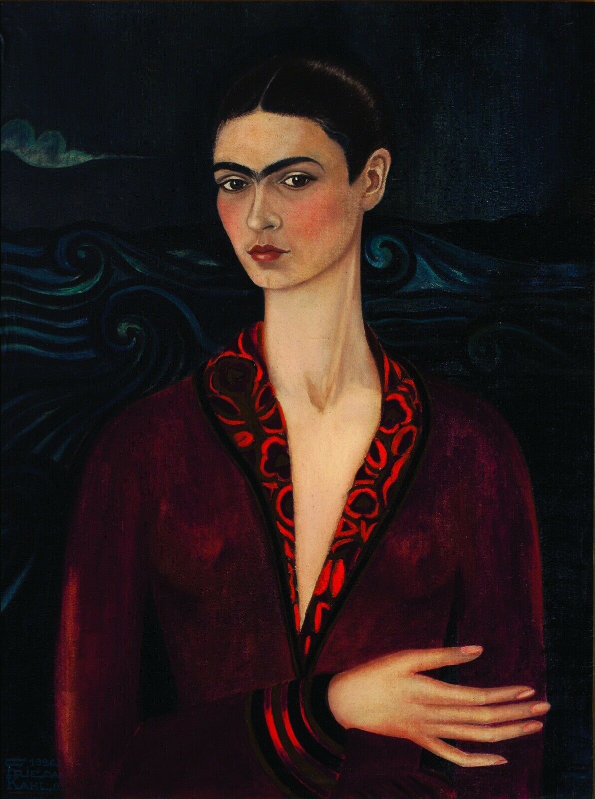 Frida Kahlo Self Portrait in a Velvet Dress (1926) Masterpiece Reproduction