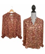 JOIE Floral Puff Long Sleeve Blouse Burgundy ( S )  - $79.97