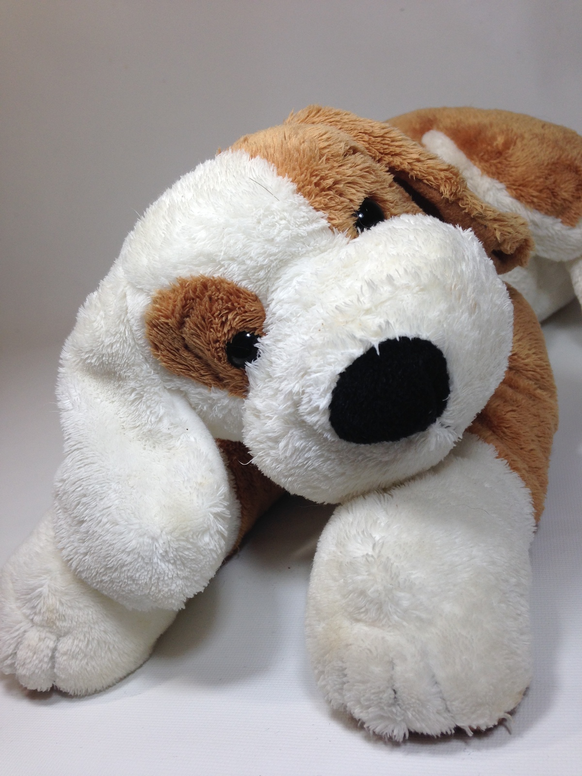 Classic Plush Dog Brown Spot Eye Bean Bag White Stuffed Animal Toy 12
