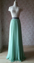 MINT GREEN Maxi Chiffon Skirts Mint Green Wedding Chiffon Skirt Plus Size image 5