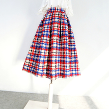 Women  Plaid Pleated Skirt High Waist Winter Wool Pleated Skirt Plus Size image 8