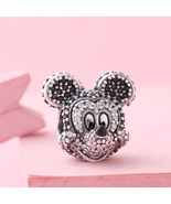 925 Sterling Silver Disney Sparkling Mickey Portrait Charm Bead - $19.99