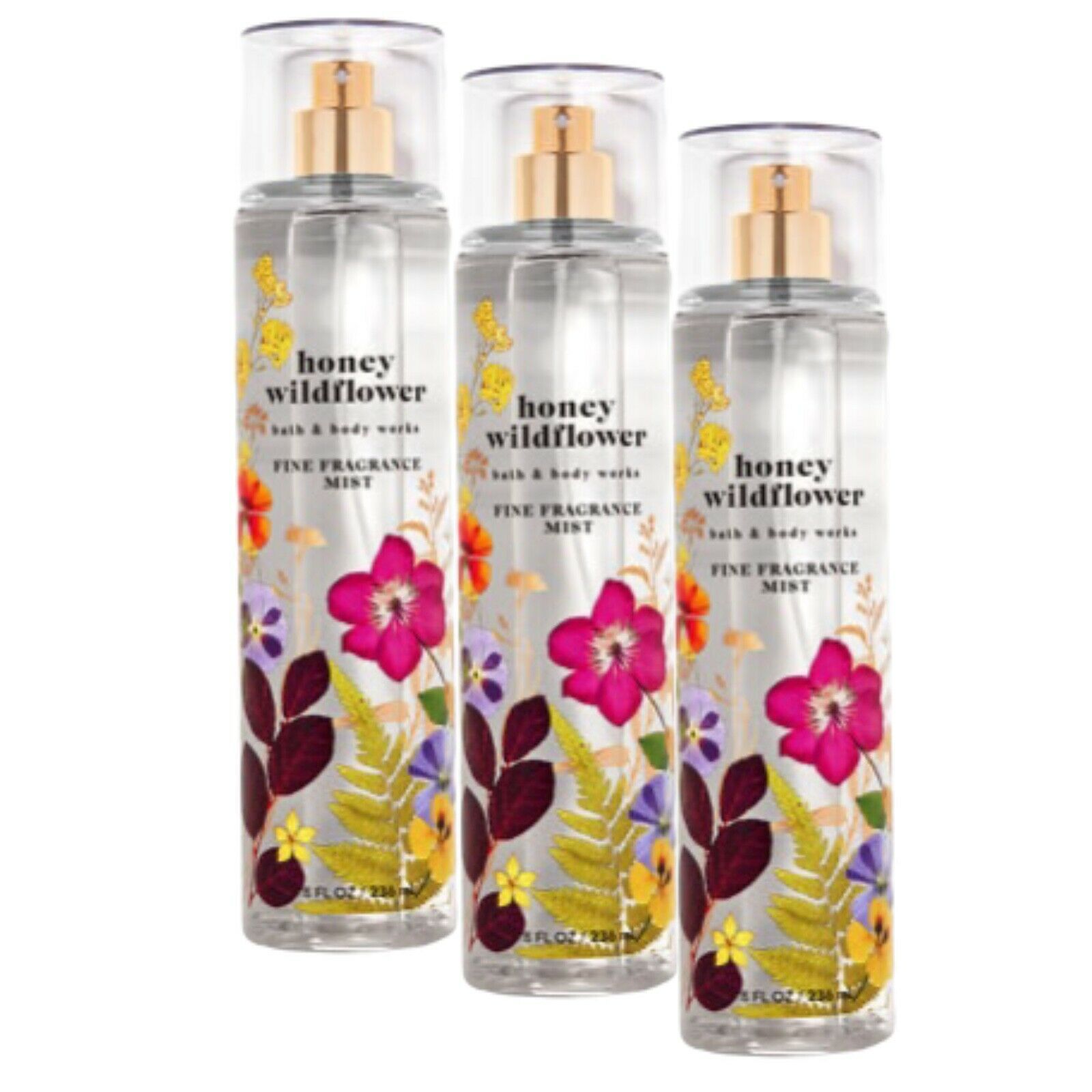 Primary image for 3-Pack Bath & Body Works Honey Wildflower Fine Fragrance Mist Spray 8 fl.oz
