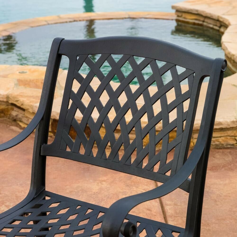 Outdoor Dining Chair 300 lb. Weight Capacity Mesh Aluminum Black (2