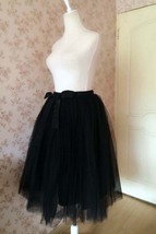 WOMEN BLACK Tea Length Midi Tulle Skirt Plus Size Black Tulle Skirt With Bow NWT image 5