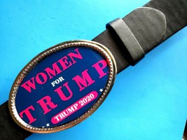 &quot;TRUMP&quot; WOMEN FOR TRUMP  2020 Epoxy Belt Buckle &amp; Black Bonded Leather Belt - $23.71