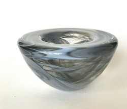 Kosta Boda Gray Swirl Votive Vase Atoll Swedish Glass Rare Fast Free Shi... - $39.59