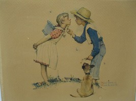 NORMAN ROCKWELL &quot;BOY GIVING GIRL FLOWER&quot; RAISED RELIEF PRINT 8&quot; X 10&quot; B ... - $9.89