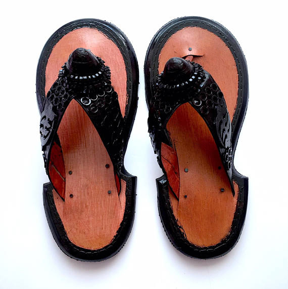 Men's Traditional Ghanaian Slippers Handmade Leather Slippers Gye Nyame Sandals