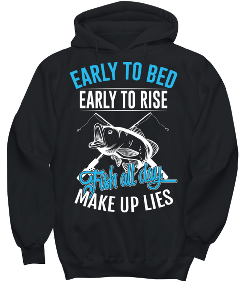 Fish All Day, black Hoodie. Model 6400014