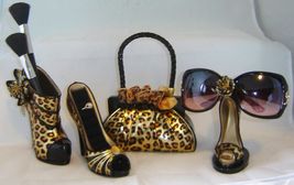 Leopard Stiletto Shoe Ring Holder Sexy Fashion Jewelry Woman Velvet Gift image 4