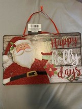 Happy Holly Days -Glittery Santa Wall Decor, Christmas House Decor-NEW-SHIP24HRS - $14.73