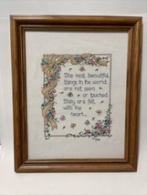 1998  Framed Cross Stitch 13”X16” The Most Beautiful Things In The World. - $101.42