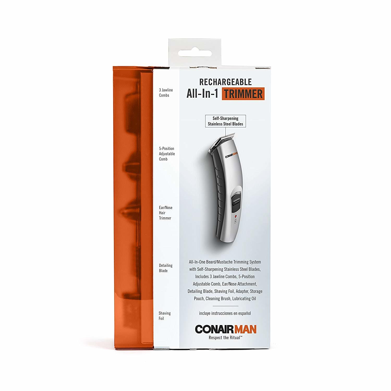 ConairMAN Allin1 Trimmer, Beard and Mustache Trimmer, Rechargeable