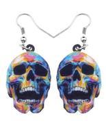 Acrylic Halloween Rose Flower Skull Earrings Drop Dangle Big Long Fashio... - $24.00