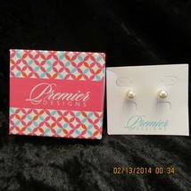 Premier Designs Button Up Faux Pearl Pierced Earrings New in Box - $14.99