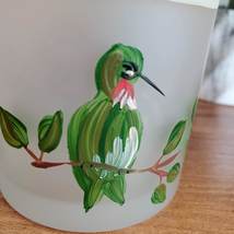Hand Painted Glass Votive Candle Holder, Annie's Treasures, Hummingbird Flower image 4