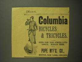 1887 Columbia Bicycles & Tricycles Advertisement - $14.99