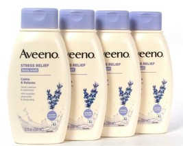 4 Ct Aveeno 12 Oz Stress Relief Calms & Relaxes Lavender Chamomile Body Wash - $48.99