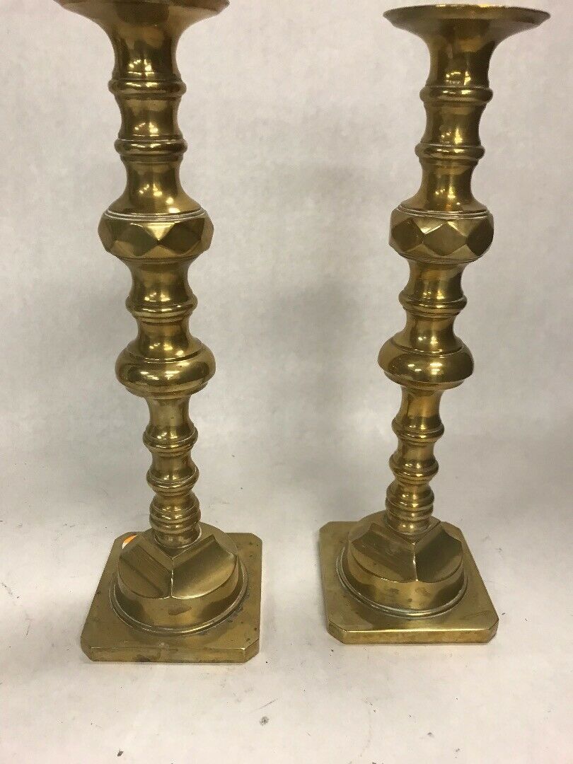 Primary image for Brass Candle Holders Pair Mid CenturyHollywood Regency 11.5 In  ornate